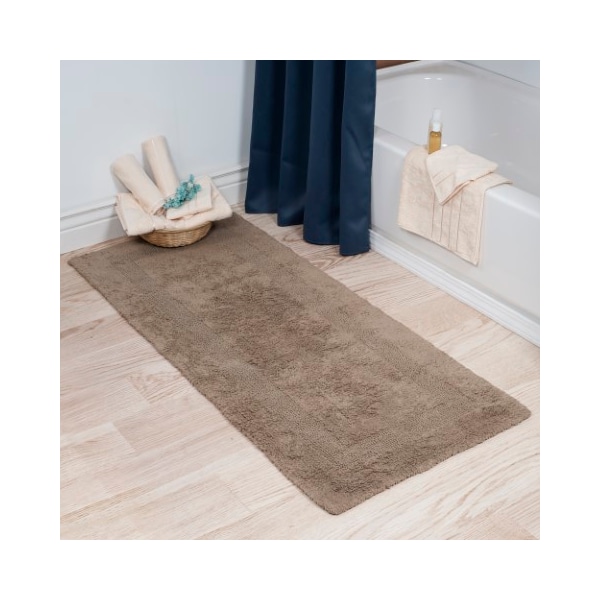 Hastings Home 100-percent Cotton Bathmat 24x60 Long Bathroom Runner, Reversible, Soft, Absorbent, Rug, Taupe 338476ZFN - main